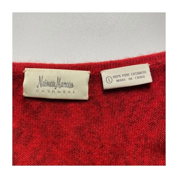 Neiman Marcus 100% Cashmere Red Leopard Print Sweater Size L - Picture 5 of 13